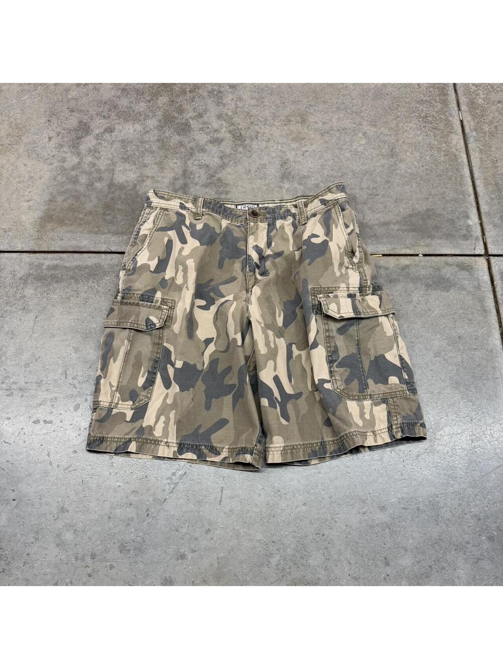 vintage izod camo relaxed baggy fit cargo shorts size 34